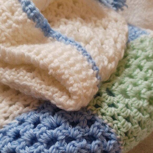 Newly Made Matching Baby Blanket and Baby Cap Approximate 30x30 Inches - Picture 2 of 2